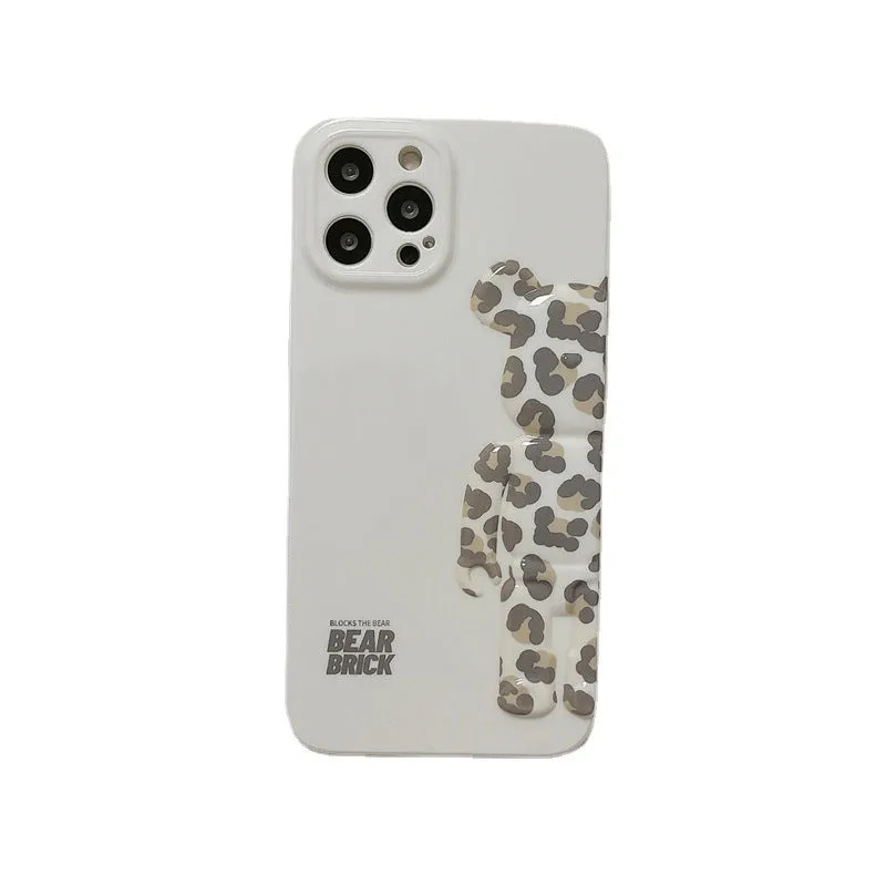 White leopard print plastic phone case back cover with IMD moulding for iPhone 13