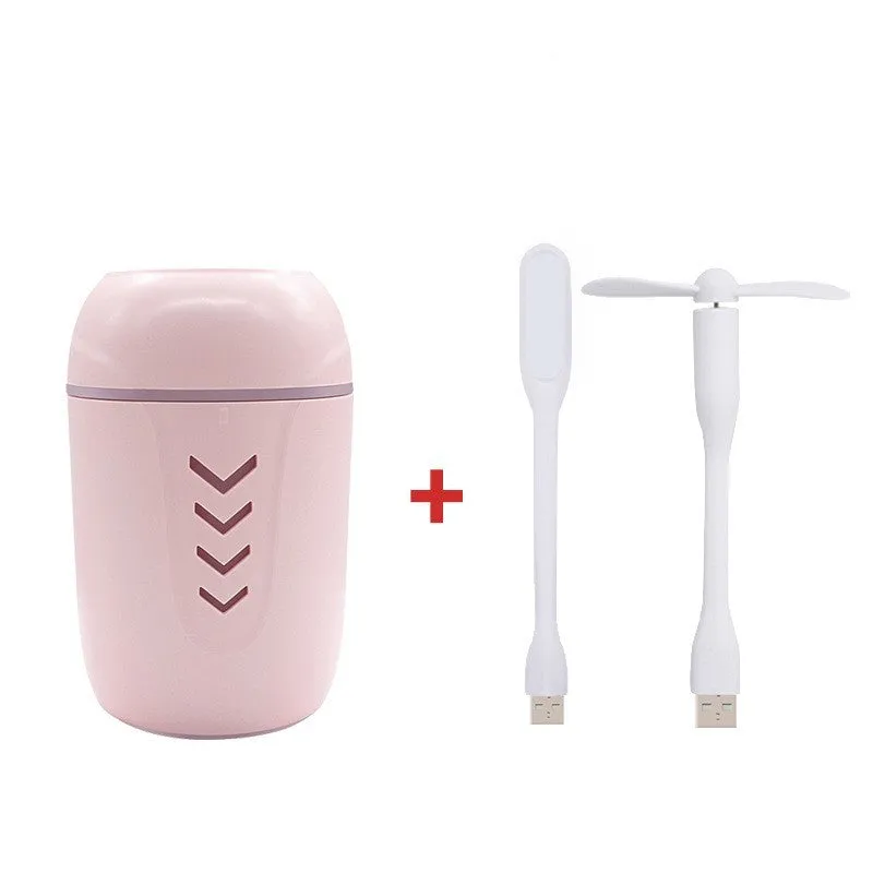 X3 portable car humidifier in blue, pink, or white with 200ml tank and USB/AC power