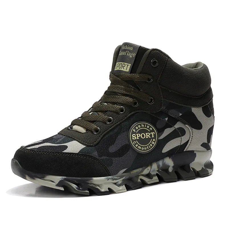 Green camouflage canvas sneakers with rubber soles for women, casual footwear
