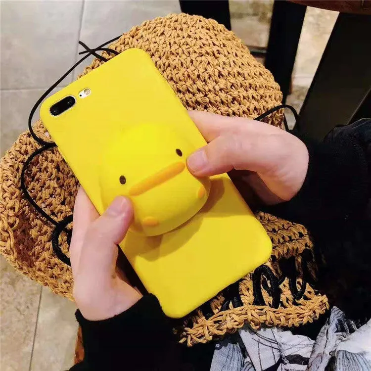 Yellow stereo squeeze TPU phone case for Samsung Galaxy showing flexible protective cover