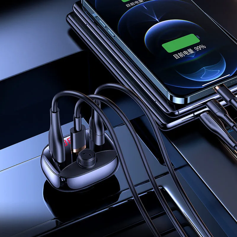 Black Bluetooth receiver car cigarette lighter charger with USB output for 24V vehicles