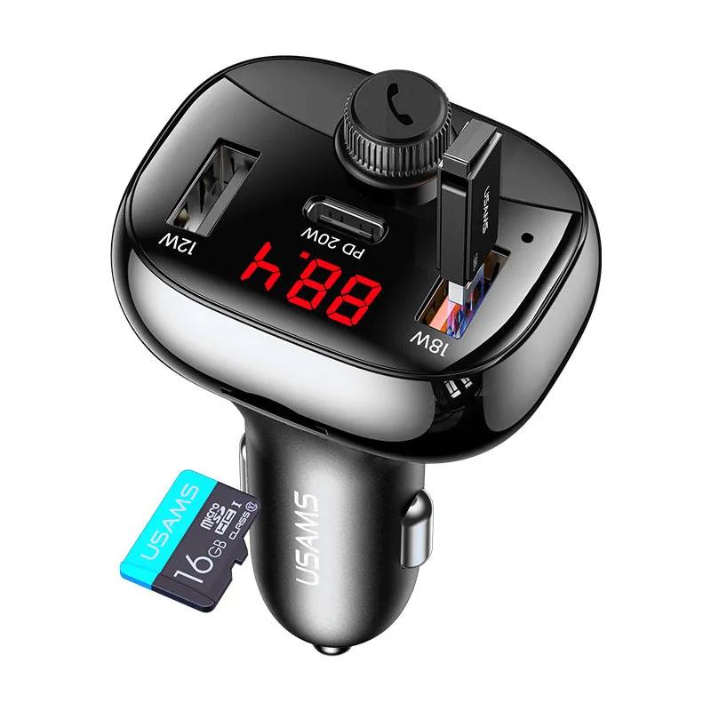 Black Bluetooth receiver car cigarette lighter charger with USB output for 24V vehicles