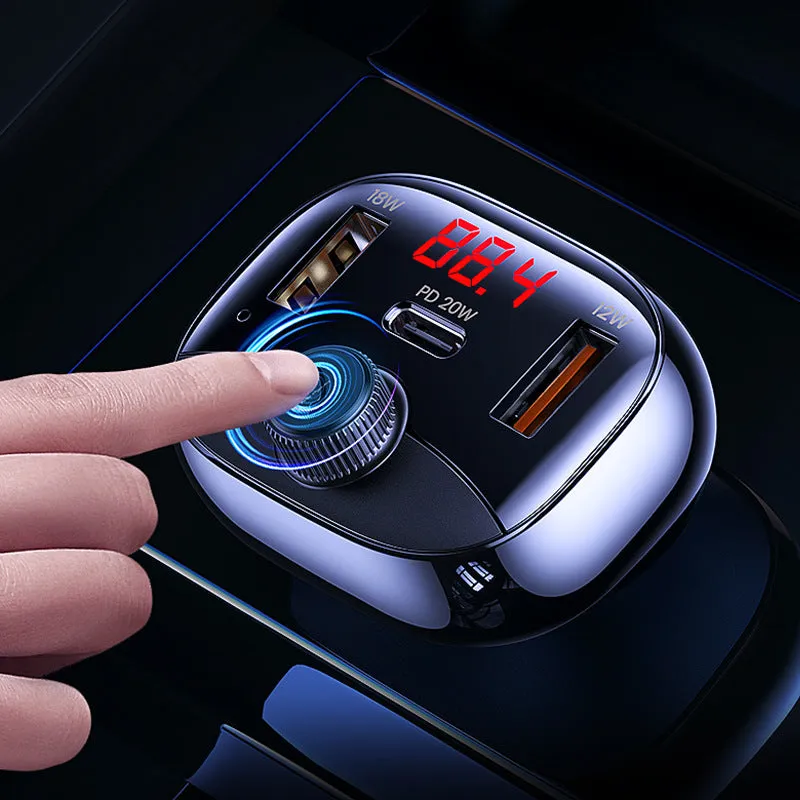 Black Bluetooth receiver car cigarette lighter charger with USB output for 24V vehicles
