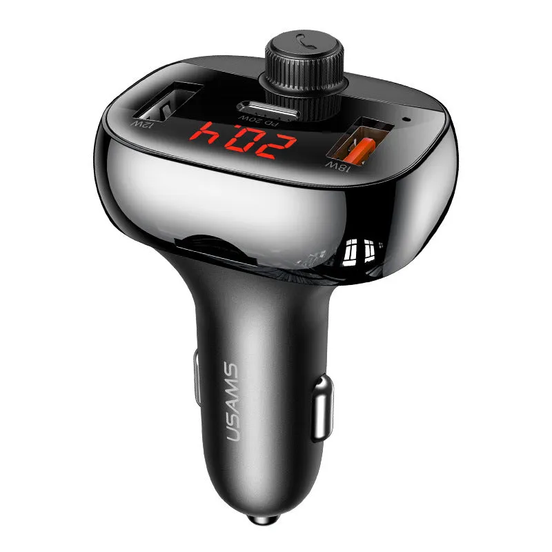 Black Bluetooth receiver car cigarette lighter charger with USB output for 24V vehicles