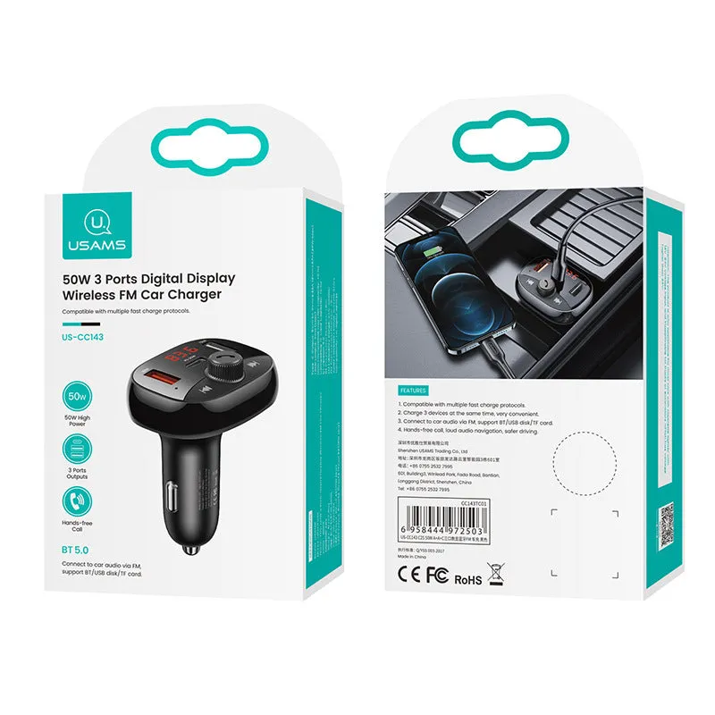Black Bluetooth receiver car cigarette lighter charger with USB output for 24V vehicles