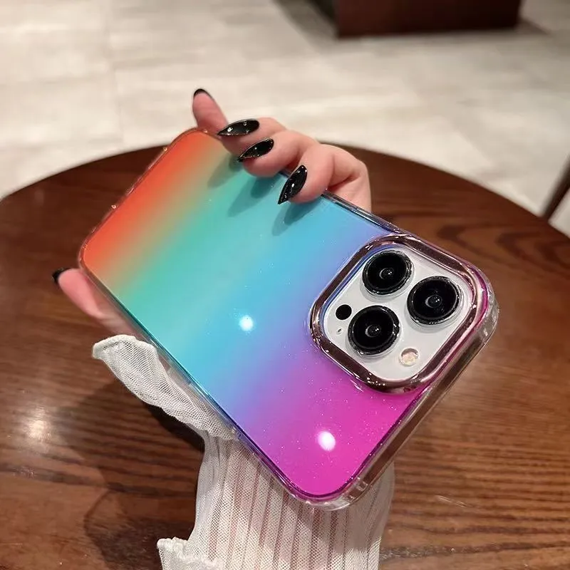 Starry gradient transparent acrylic phone case for iPhone showing starry sky pattern in gradient blue