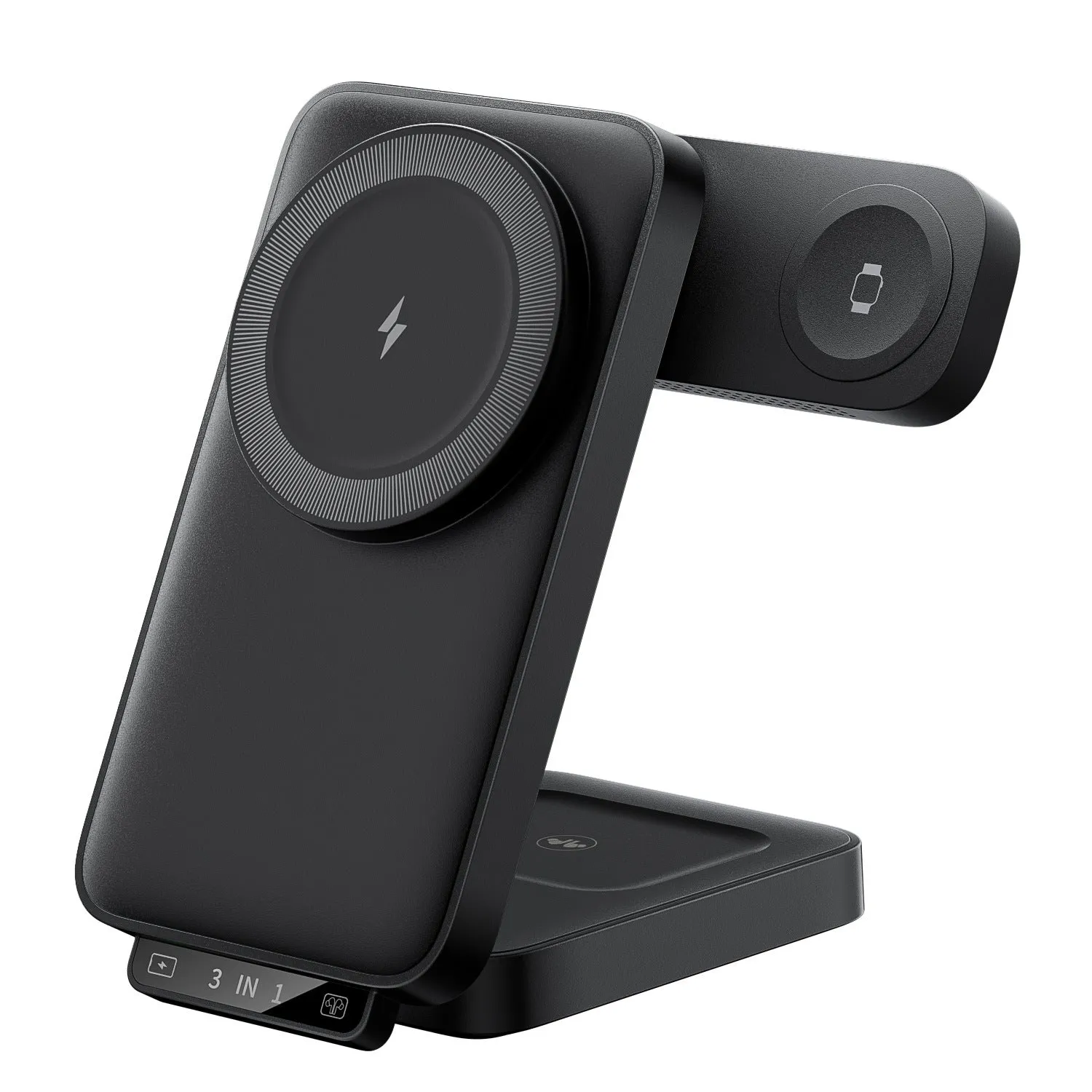 Portable wireless charger folding magnetic ABS black 121x69x28mm on desk