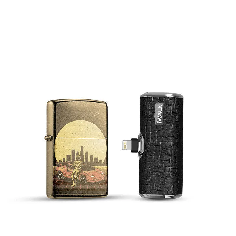 Black pocket leather power bank with lipstick design, 2700mAh capacity, compact size