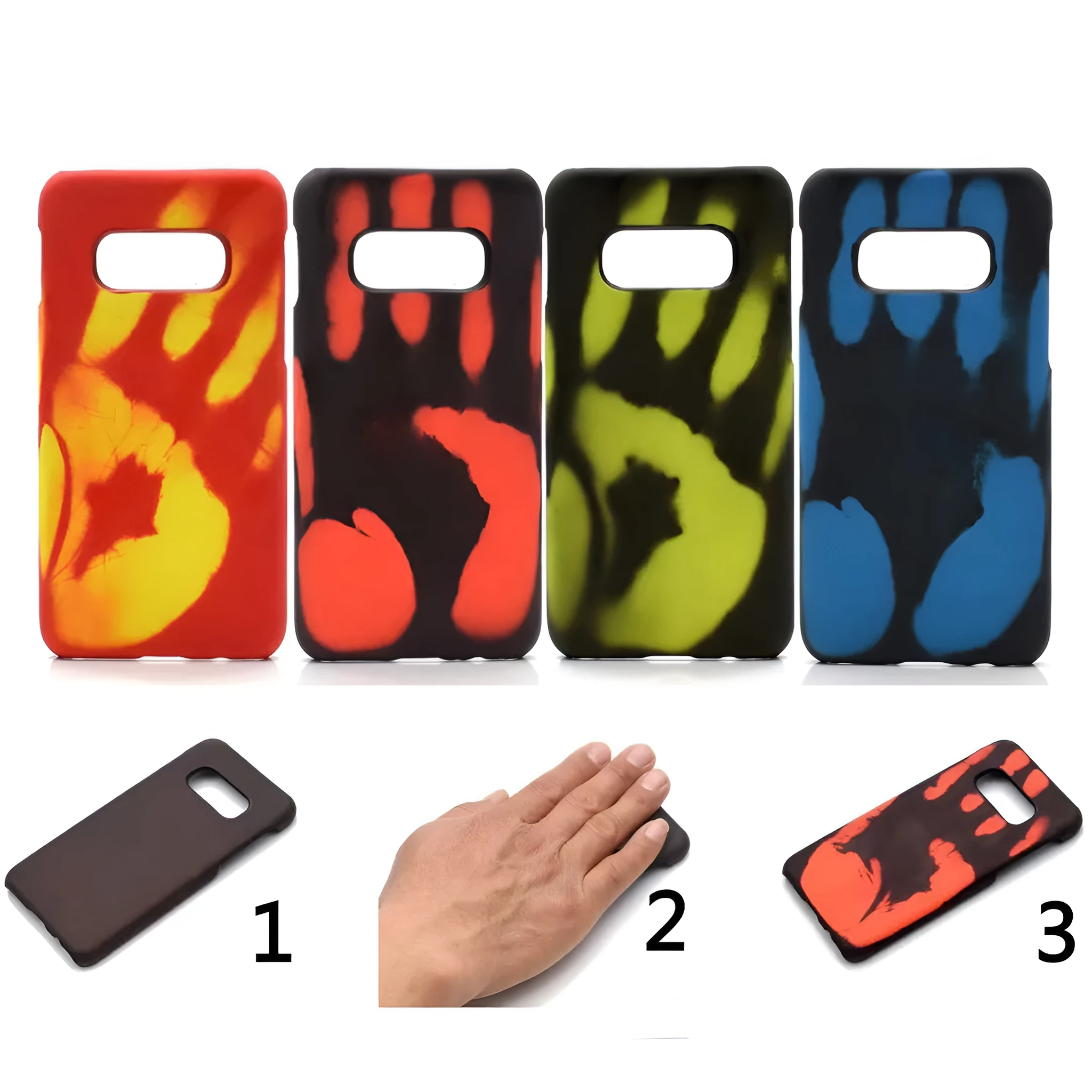 Thermal sensitive thermochromic phone case for Samsung showing black to red colour change