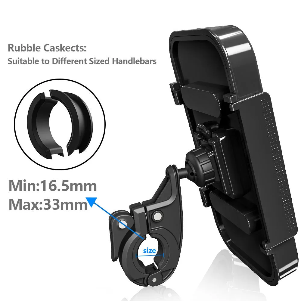 Bicycle motorcycle mobile phone holder with ABS PC silicone construction in F81 model for rearview mirror handle mounting