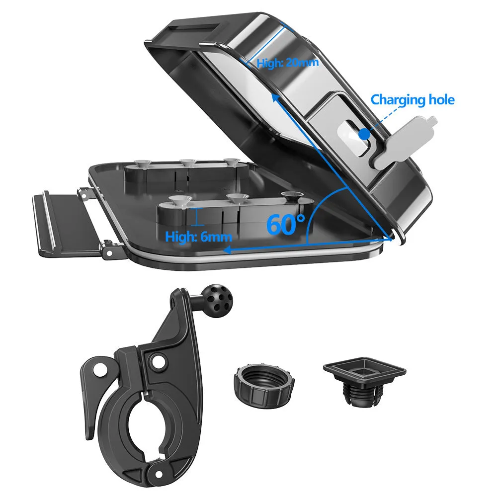 Bicycle motorcycle mobile phone holder with ABS PC silicone construction in F81 model for rearview mirror handle mounting