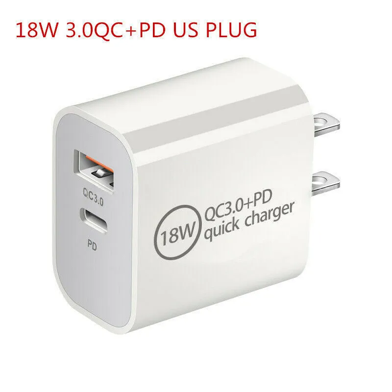 18W dual port USB charger with EU plug, two USB-A ports, compact white charging head