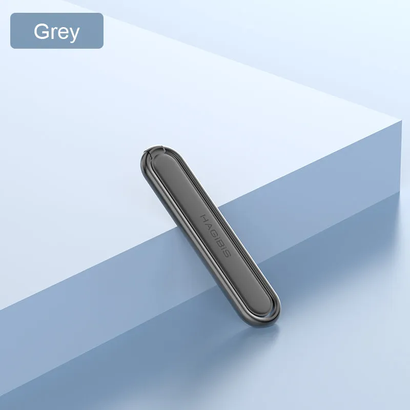 Creative alloy adhesive phone ring holder in streamer silver with invisible back bracket on a smartphone