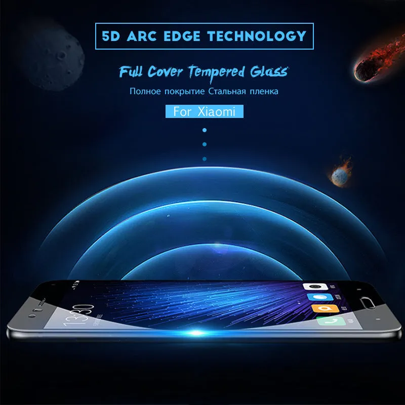 Full glue toughened glass screen protector for Xiaomi phones in black or white with anti scratch and anti fingerprint coating
