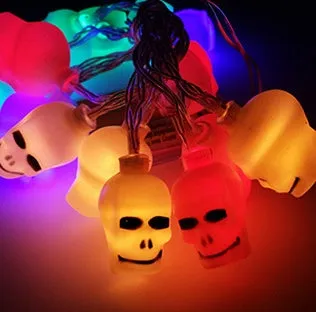 Halloween battery LED string lights with pumpkin, bat, and ghost pendants on a 1.2m waterproof string.