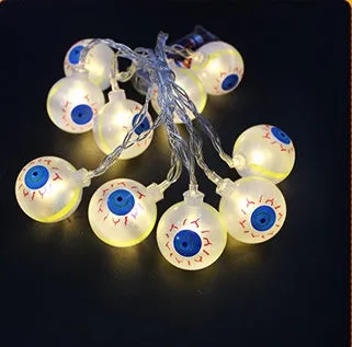 Halloween battery LED string lights with pumpkin, bat, and ghost pendants on a 1.2m waterproof string.