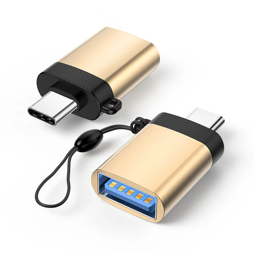 Type-C to USB 3.0 female adapter with lanyard chain in silver colour