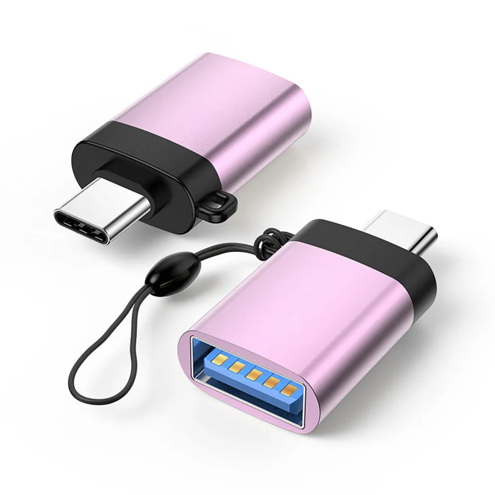 Type-C to USB 3.0 female adapter with lanyard chain in silver colour