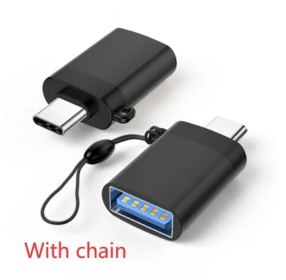 Type-C to USB 3.0 female adapter with lanyard chain in silver colour