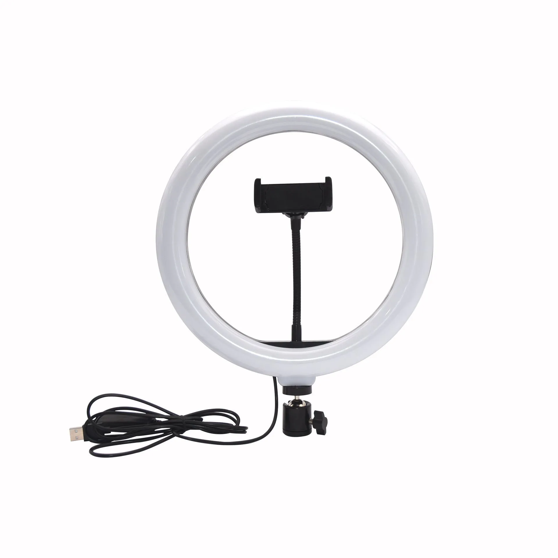 White metal desktop bracket fill light 10 inch 26 cm ring light with tripod and phone clip