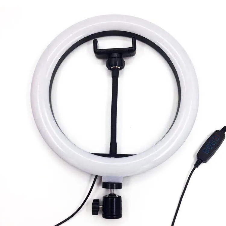 White metal desktop bracket fill light 10 inch 26 cm ring light with tripod and phone clip