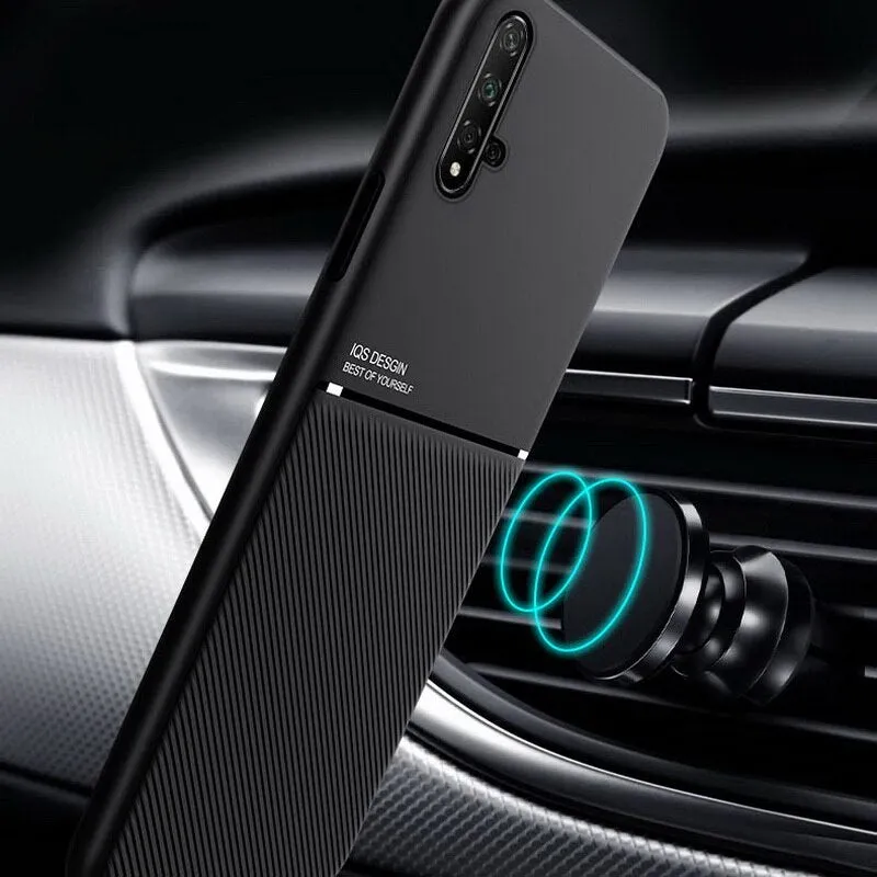 Huawei magnetic friction anti-fall back cover in black with PU leather finish and TPU inner shell for P30 Pro.