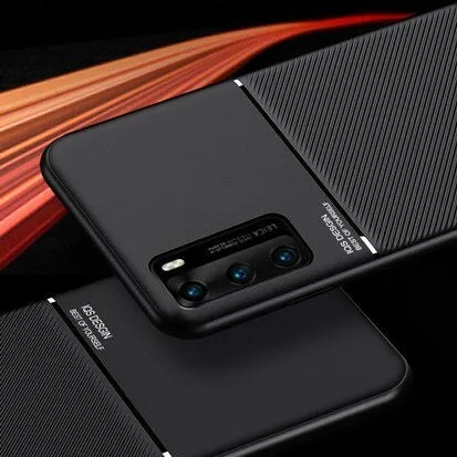 Huawei magnetic friction anti-fall back cover in black with PU leather finish and TPU inner shell for P30 Pro.