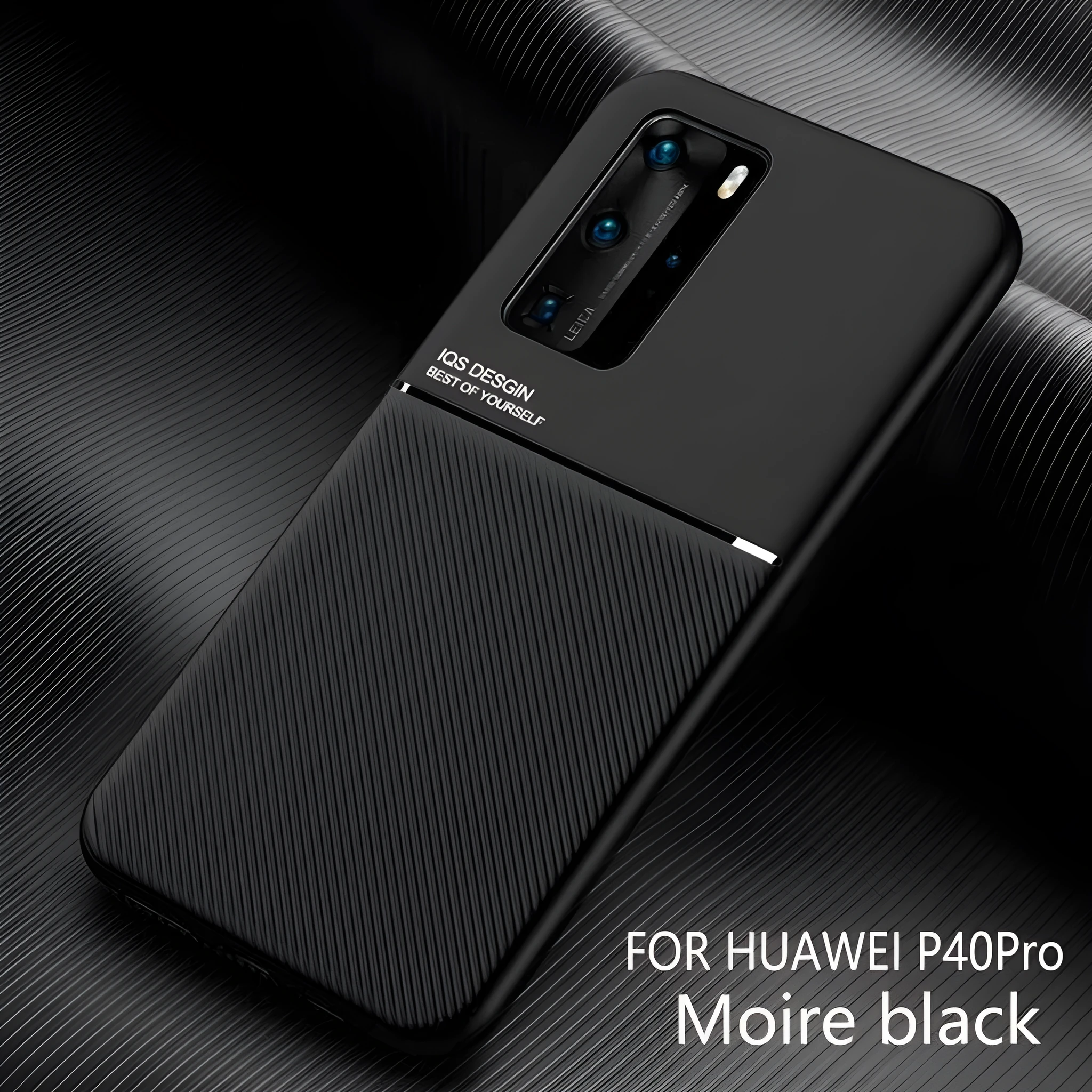 Huawei magnetic friction anti-fall back cover in black with PU leather finish and TPU inner shell for P30 Pro.