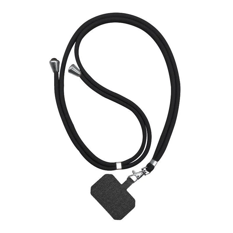 Universal card phone case lanyard with aramid fiber back cover and electroplated carbon fiber finish in black