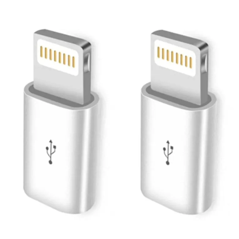 White Micro USB to 3.5mm audio adapter cable for Apple iPhone 7 Plus, 8, and X, 0.25m length