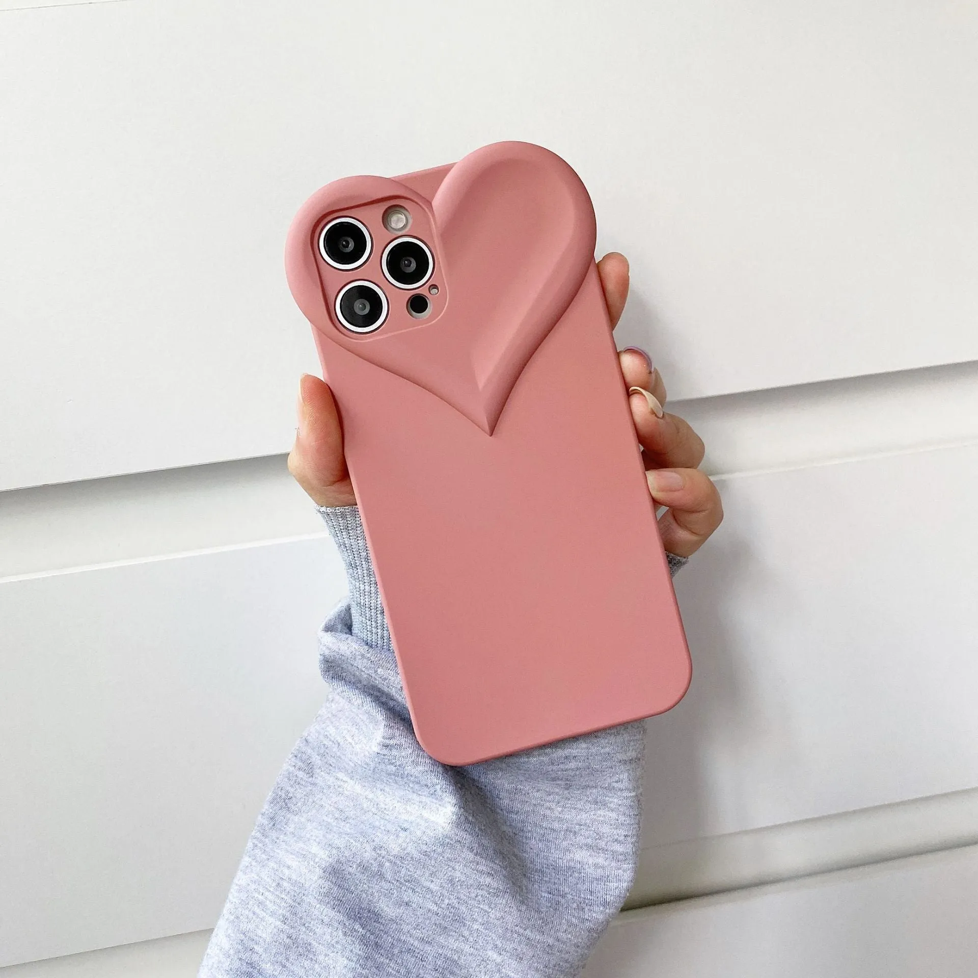 Love heart TPU phone case with net celebrity bottom for Apple iPhone, Big Love Injection colour with silver bow