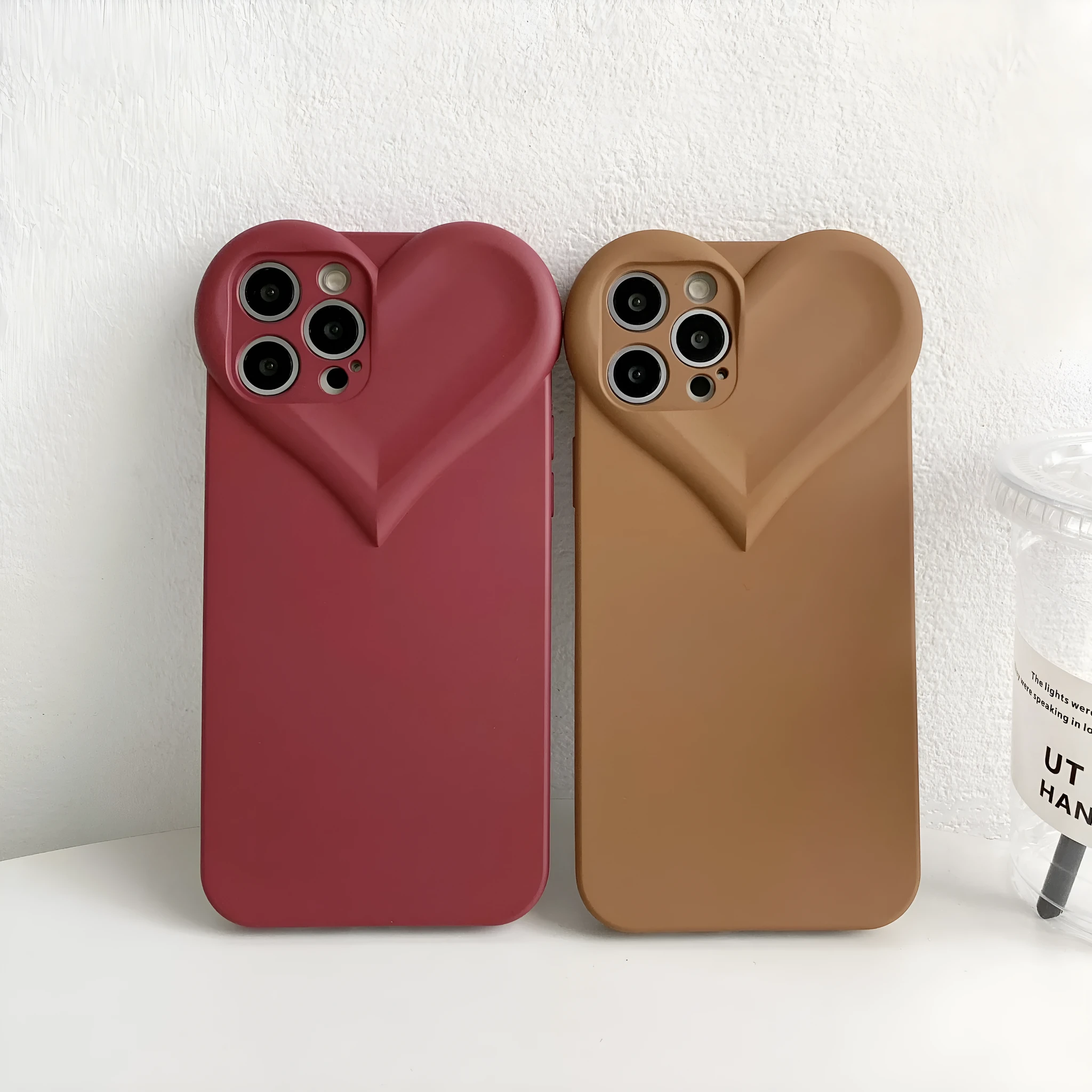 Love heart TPU phone case with net celebrity bottom for Apple iPhone, Big Love Injection colour with silver bow