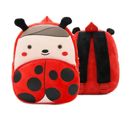Plush animal backpack for children with 26x24x10cm dimensions in various animal designs