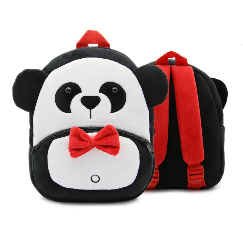 Plush animal backpack for children with 26x24x10cm dimensions in various animal designs