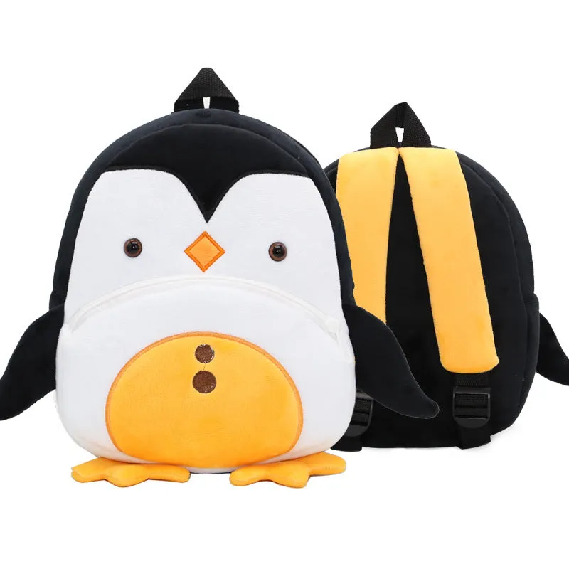 Plush animal backpack for children with 26x24x10cm dimensions in various animal designs