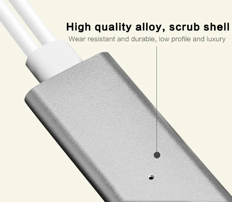 2 in 1 plug-and-play HDMI cable adapter with silver housing and 2 metre length