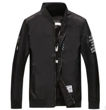 Men's reversible flight jacket in black colour with stripe pattern, shown with zipper closure and casual fit