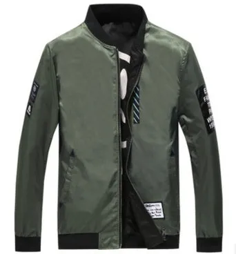Men's reversible flight jacket in black colour with stripe pattern, shown with zipper closure and casual fit