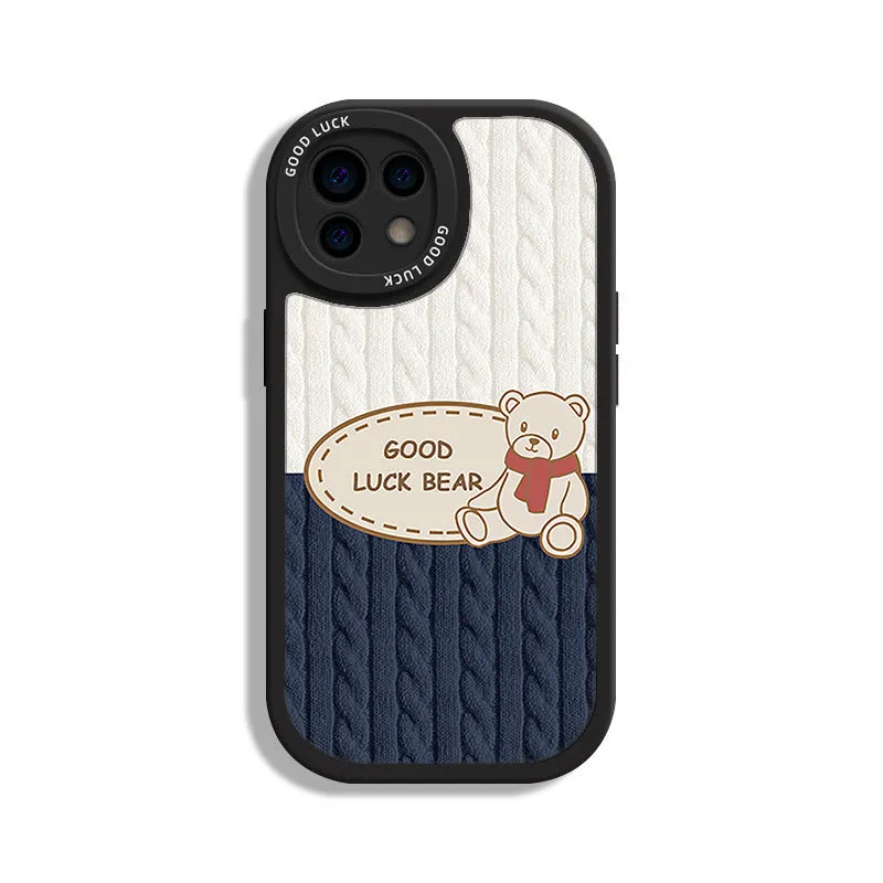 Xiaopandun all-inclusive TPU phone case in Lucky Bear Black design for iPhone XR