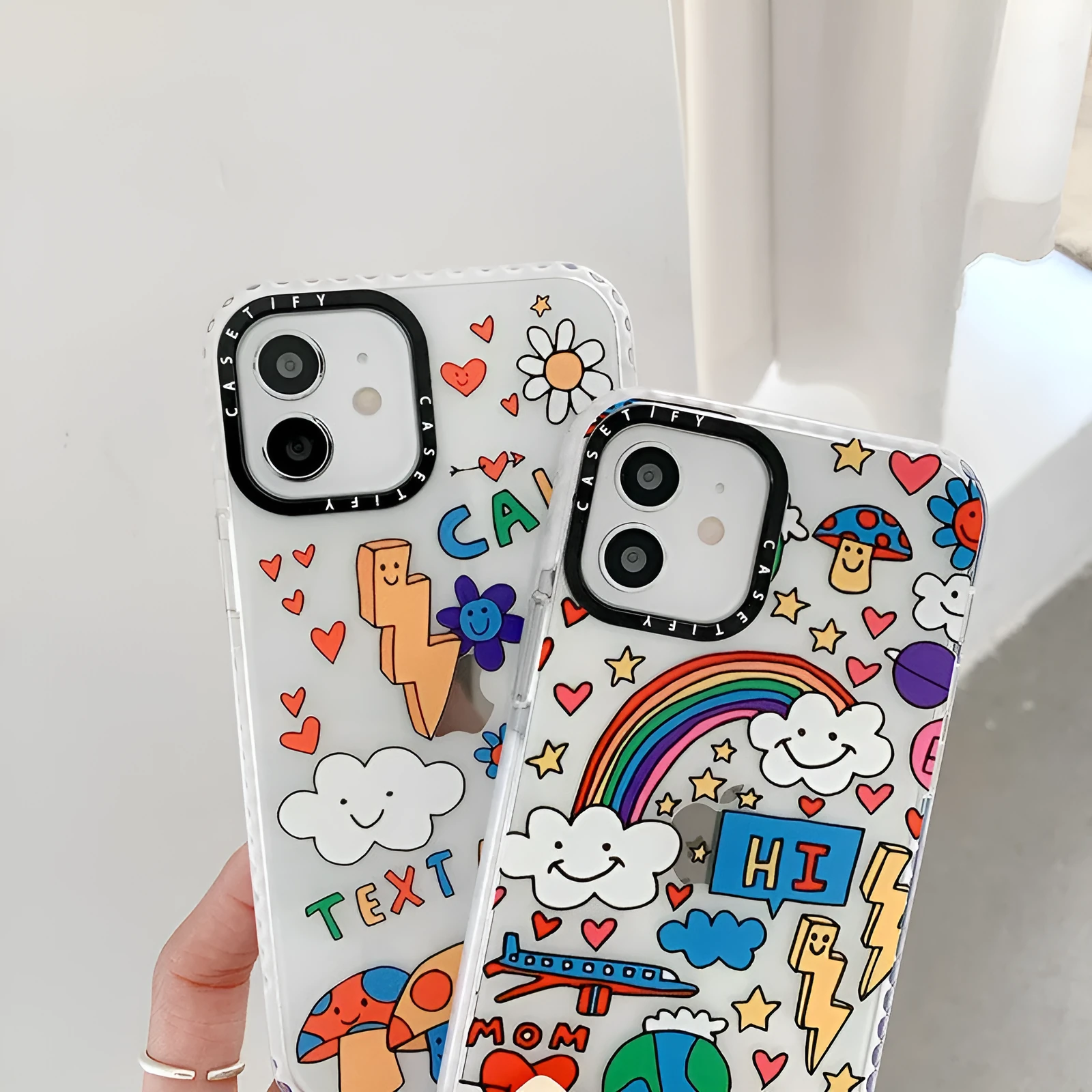 Graffiti colorful TPU phone case with letters, camouflage, geometry design for iPhone
