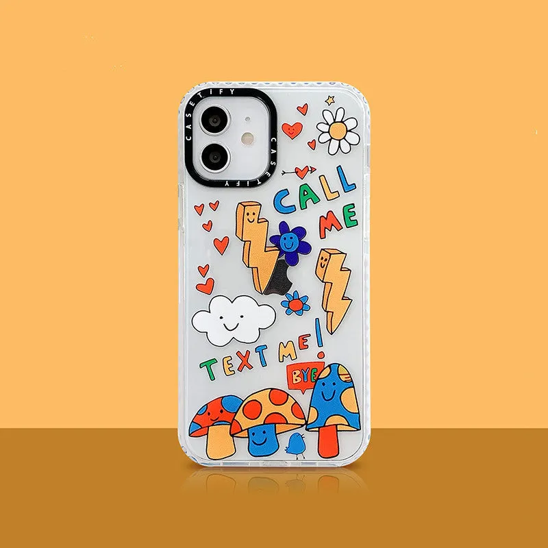 Graffiti colorful TPU phone case with letters, camouflage, geometry design for iPhone