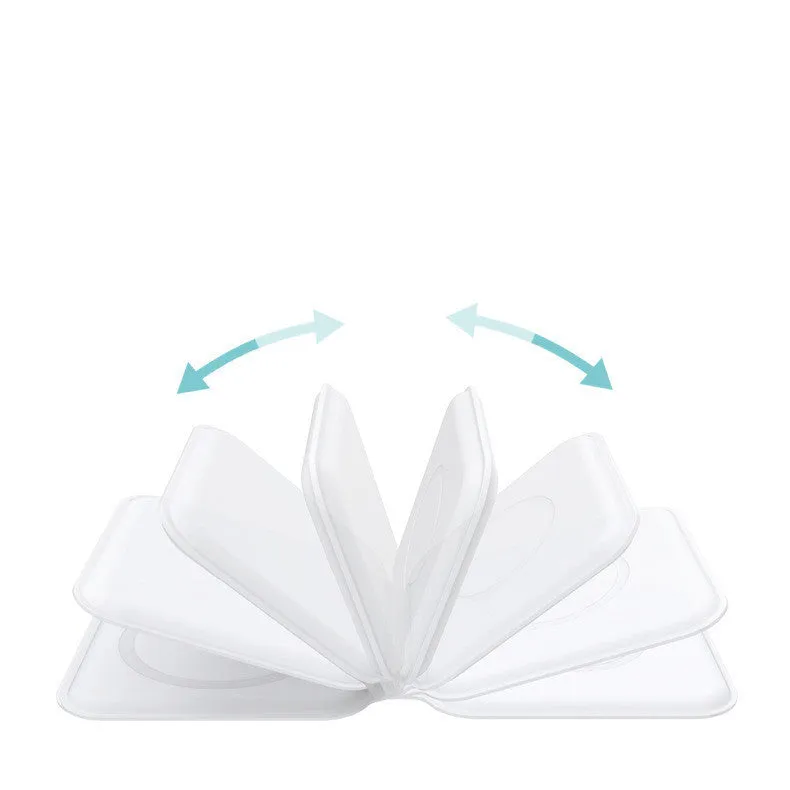 White foldable magnetic wireless charging dock showing dual charging areas and USB Type-C port.