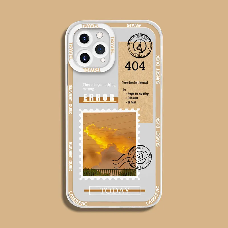 Creative stamp print silicone phone case in orange Angel Eye pattern for Apple iPhone