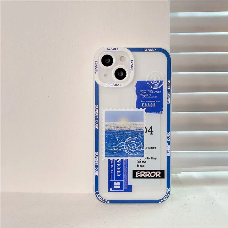 Creative stamp print silicone phone case in orange Angel Eye pattern for Apple iPhone