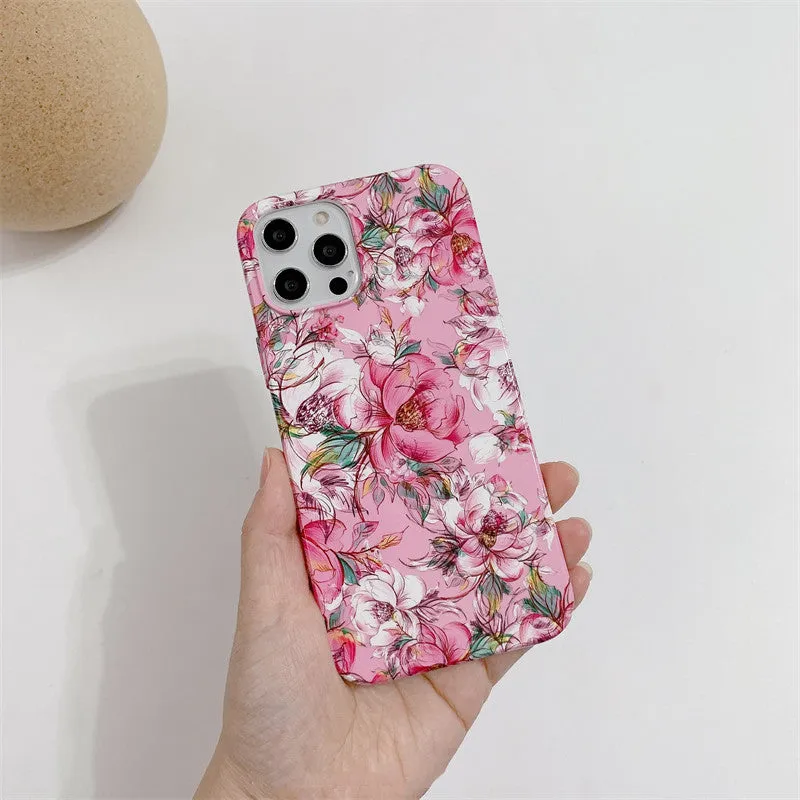 Rose red retro smiling flower silicone protective case compatible with iPhone 11 12 X XR XS 7 8 and Airpods