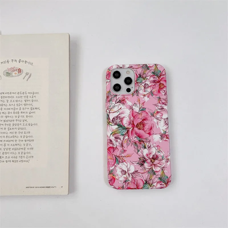 Rose red retro smiling flower silicone protective case compatible with iPhone 11 12 X XR XS 7 8 and Airpods
