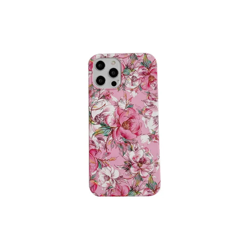 Rose red retro smiling flower silicone protective case compatible with iPhone 11 12 X XR XS 7 8 and Airpods