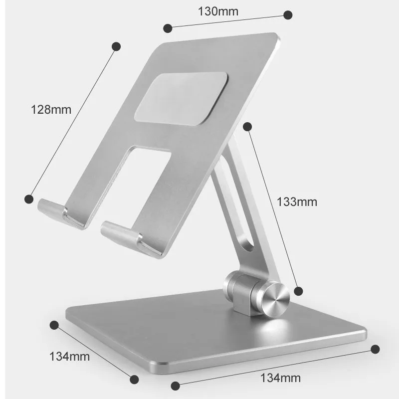 Aluminium alloy and silicone folding tablet stand with 180° adjustment angle, compatible with iPad and Huawei devices