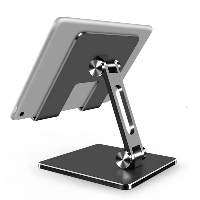 Aluminium alloy and silicone folding tablet stand with 180° adjustment angle, compatible with iPad and Huawei devices