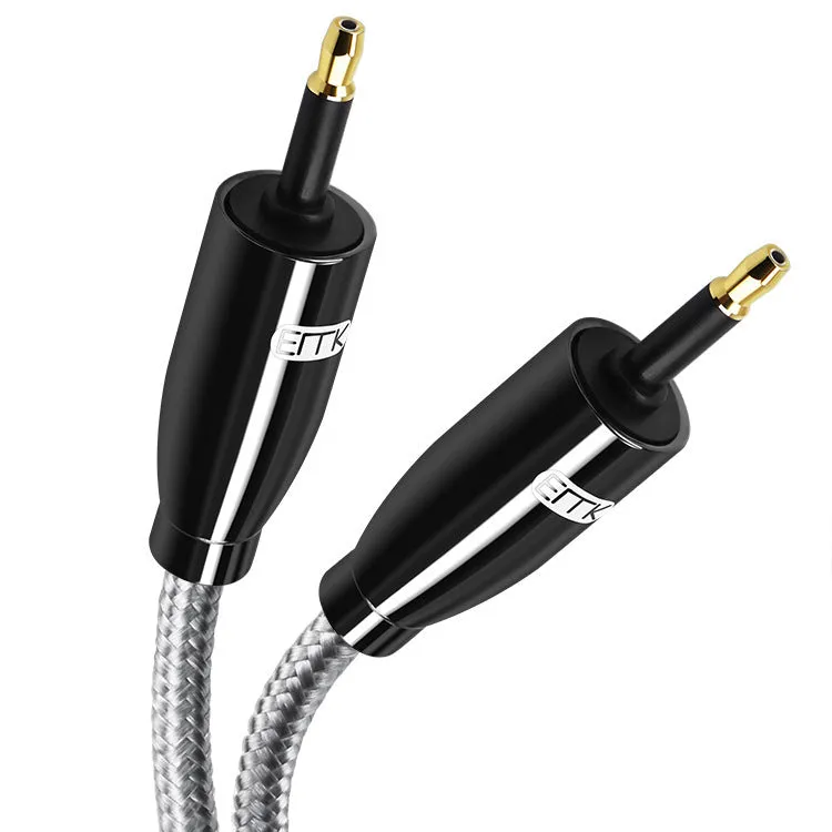 EMK Mini Toslink to Mini Toslink SPDIF optical audio cable in black with gold-plated connectors